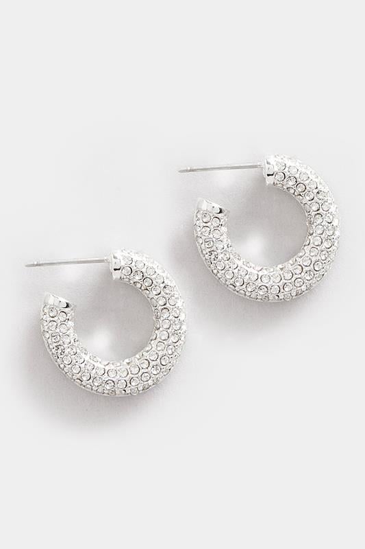 Evans Yours Silver Tone Chunky Diamante Hoop Earrings