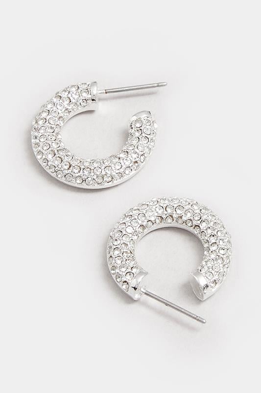 Evans Yours Silver Tone Chunky Diamante Hoop Earrings