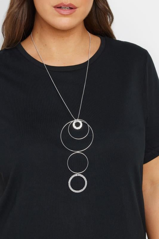 evans Yours Silver Tone Circle Pendant Statement Necklace