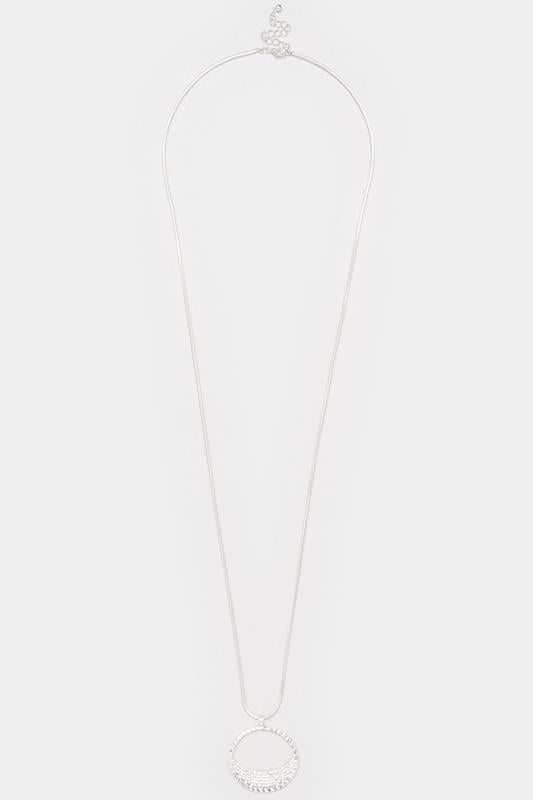 Evans Yours Silver Tone Crescent Pendant Long Necklace