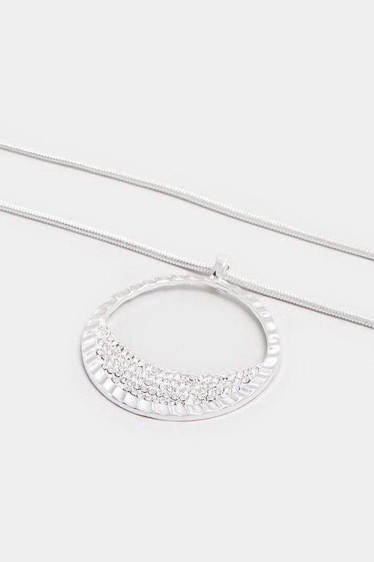 Evans Yours Silver Tone Crescent Pendant Long Necklace