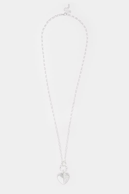 Evans Yours Silver Tone Diamante Chain Heart Necklace