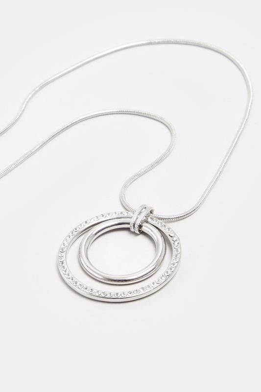 Evans Yours Silver Tone Diamante Circle Drop Necklace