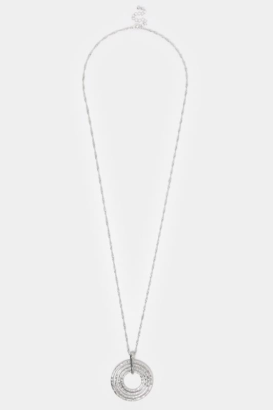 Evans Yours Silver Tone Diamante Circle Pendant Necklace
