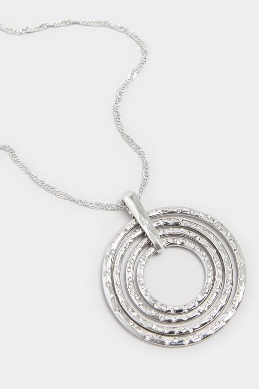 Evans Yours Silver Tone Diamante Circle Pendant Necklace