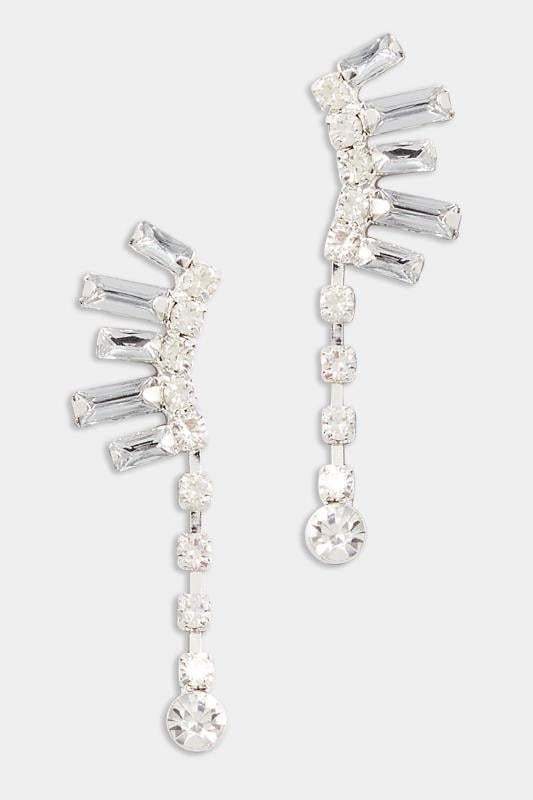 Evans Yours Silver Tone Diamante Cluster Drop Earrings