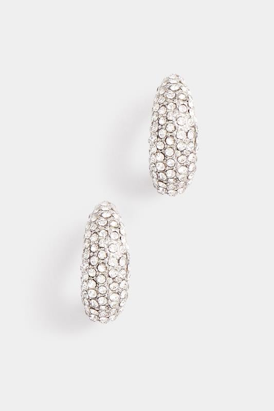 Evans Yours Silver Tone Diamante Cluster Hoop Earrings