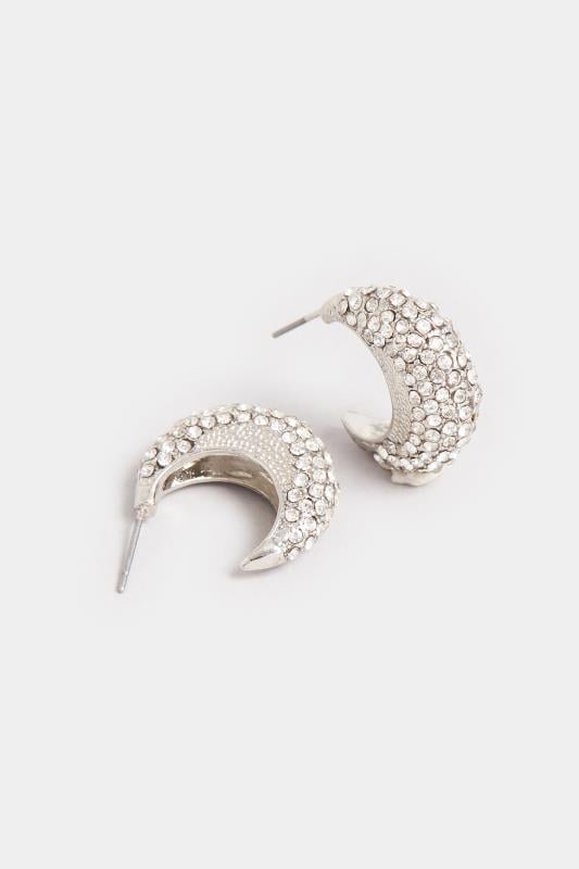 Evans Yours Silver Tone Diamante Cluster Hoop Earrings
