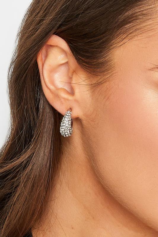 evans Yours Silver Tone Diamante Cluster Hoop Earrings