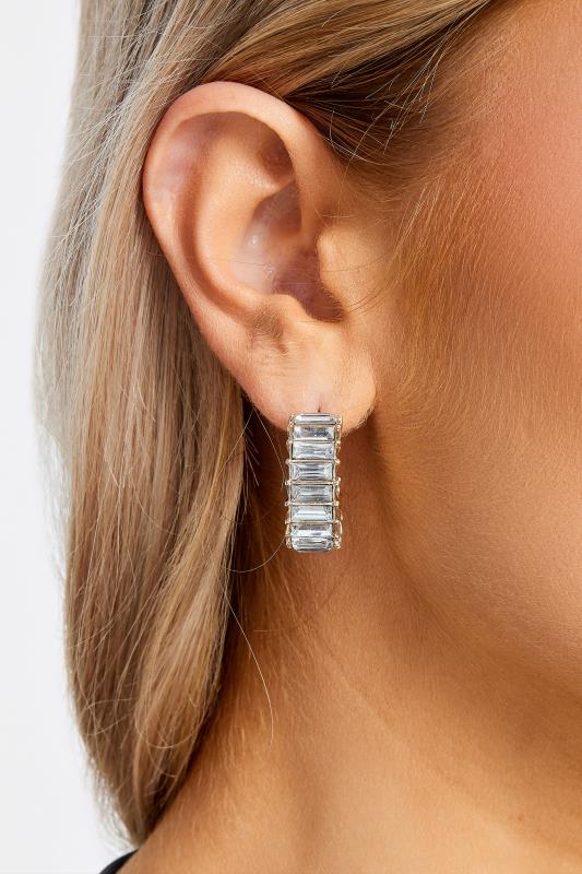 evans Yours Silver Tone Diamante Drop Down Earrings
