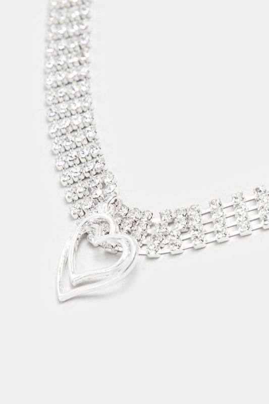 Evans Yours Silver Tone Diamante Heart Pendant Choker