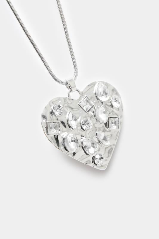 Evans Yours Silver Tone Diamante Heart Pendant Necklace