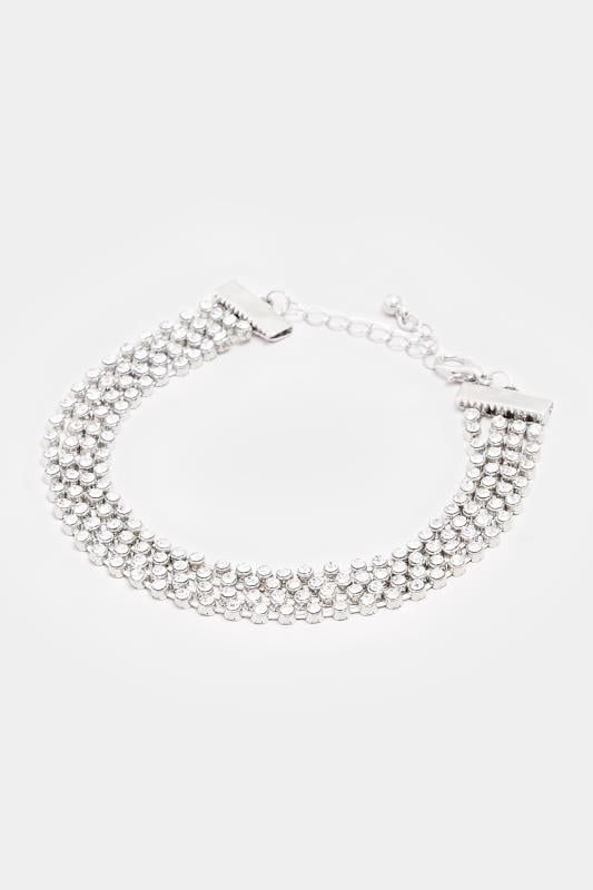 Evans Yours Silver Tone Diamante Multi Layer Bracelet