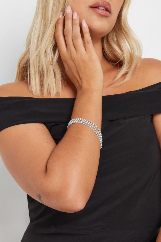 evans Yours Silver Tone Diamante Multi Layer Bracelet