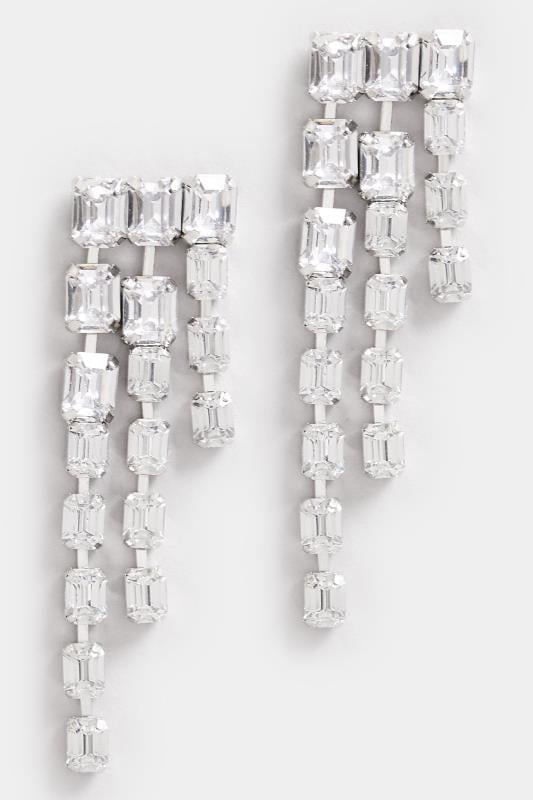 Evans Yours Silver Tone Diamante Statement Earrings