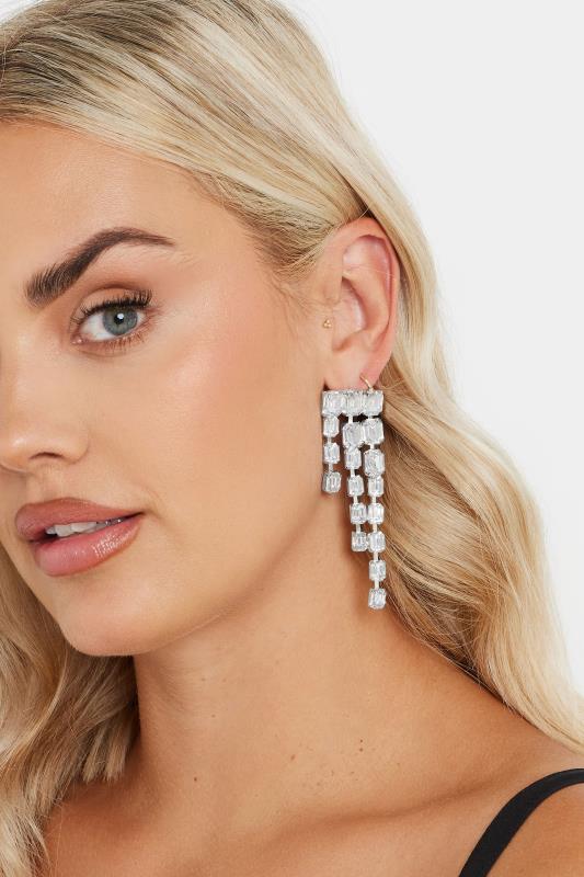 evans Yours Silver Tone Diamante Statement Earrings
