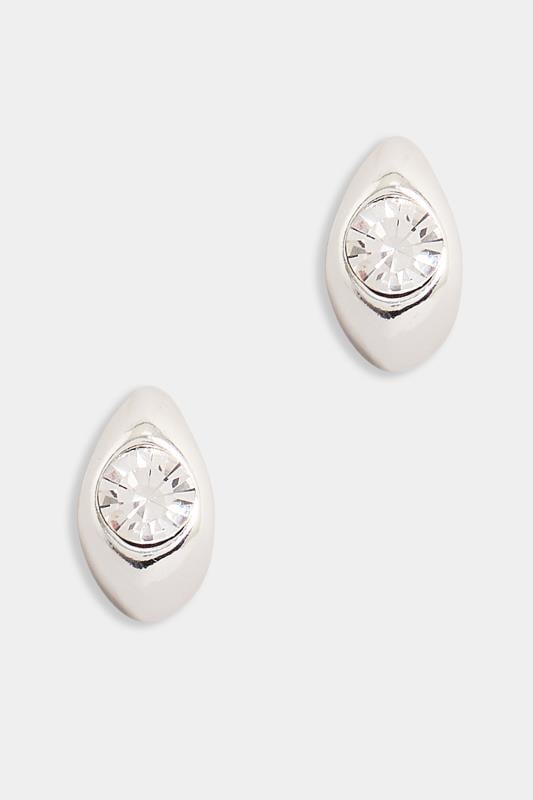 Evans Yours Silver Tone Diamante Stud Hoop Earrings