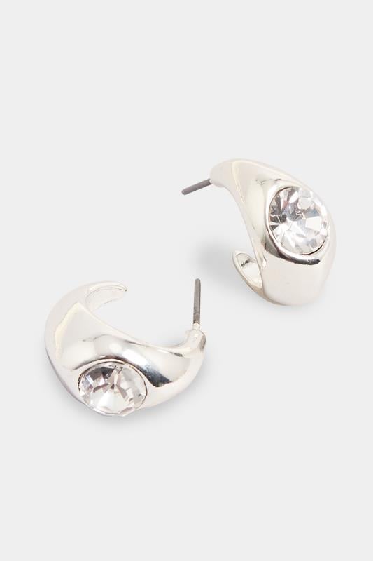 Evans Yours Silver Tone Diamante Stud Hoop Earrings