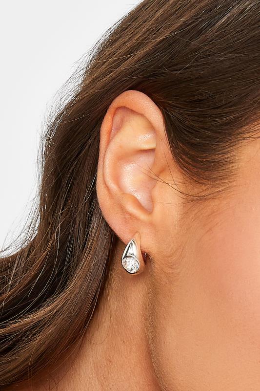 evans Yours Silver Tone Diamante Stud Hoop Earrings