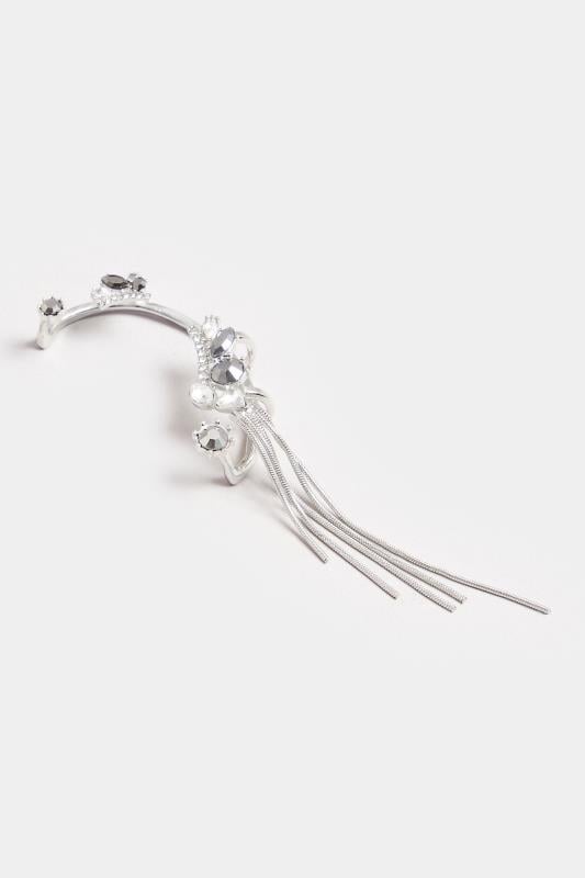 Evans Yours Silver Tone Diamante Tassel Cuff Earring