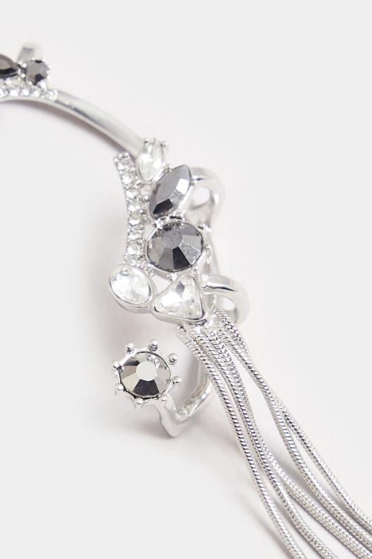 Evans Yours Silver Tone Diamante Tassel Cuff Earring