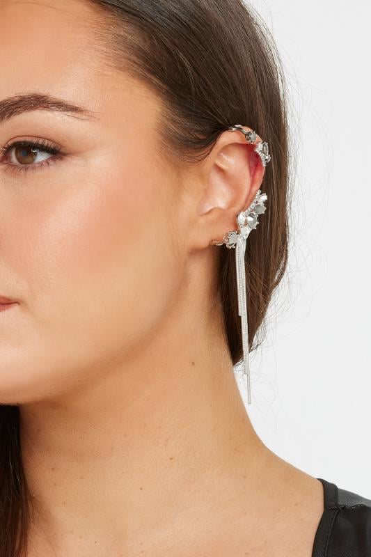 evans Yours Silver Tone Diamante Tassel Cuff Earring