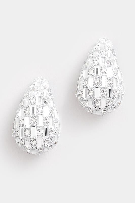 Evans Yours Silver Tone Diamante Tear Drop Earrings