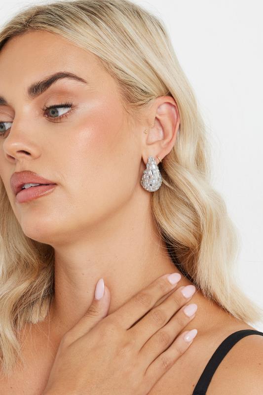 evans Yours Silver Tone Diamante Tear Drop Earrings