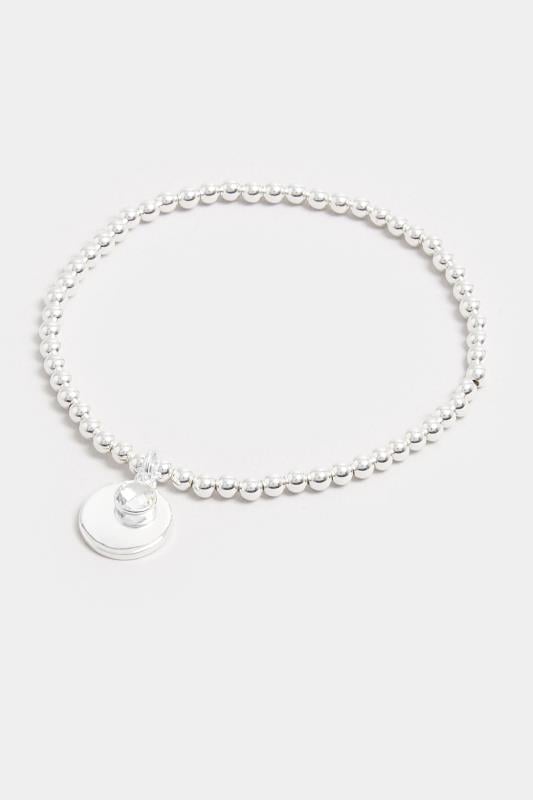 Evans Yours Silver Tone Disc Charm Stretch Bracelet