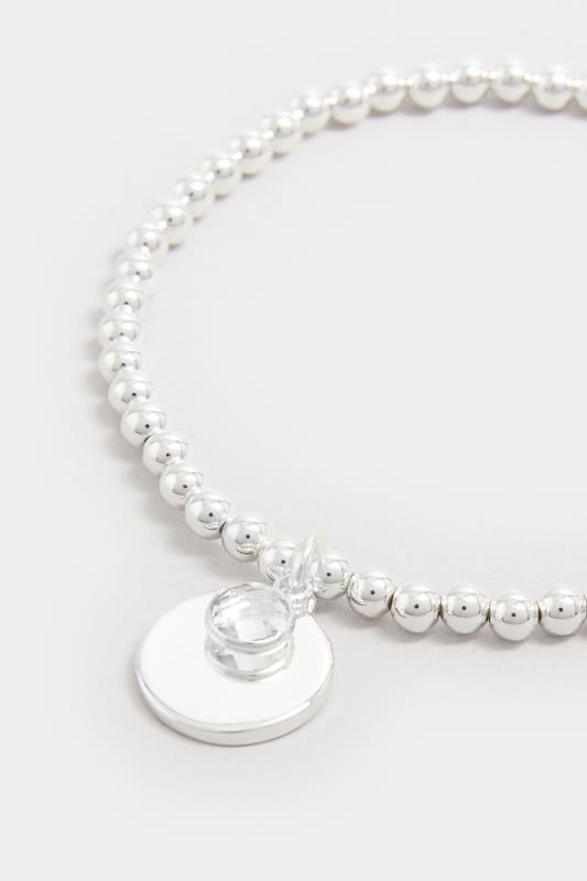 Evans Yours Silver Tone Disc Charm Stretch Bracelet