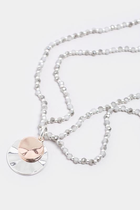 Evans Yours Silver Tone Double Beaded Chain Pendant Necklace