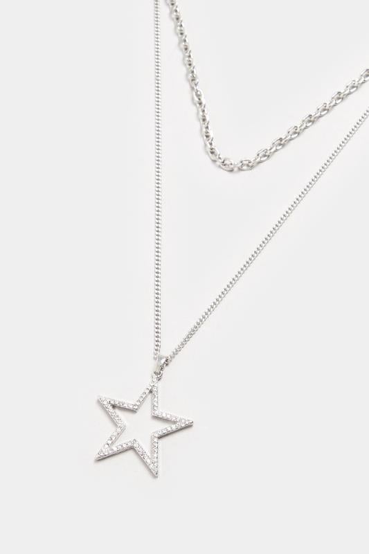 Evans Yours Silver Tone Double Layer Star Pendant Necklace