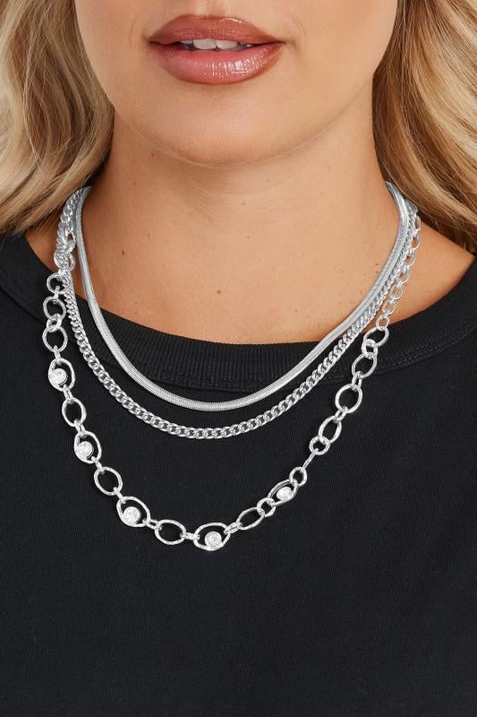 evans Yours Silver Tone Double Layer Tear Drop Necklace
