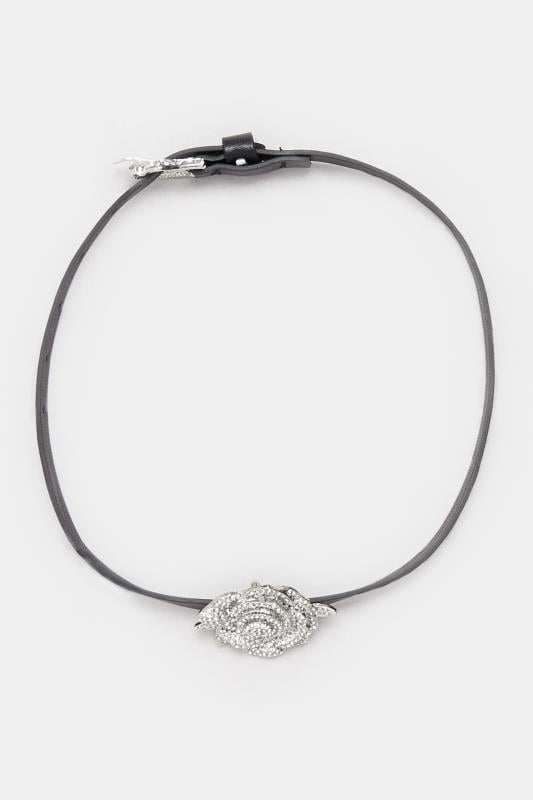 Evans Yours Silver Tone Floral Diamante Choker Necklace