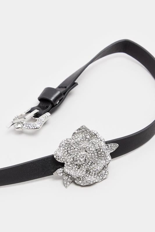 Evans Yours Silver Tone Floral Diamante Choker Necklace