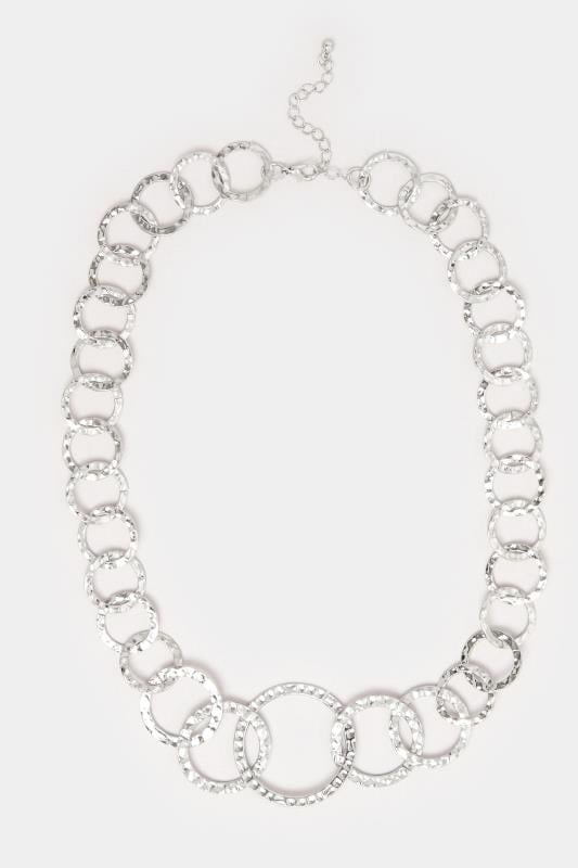 Evans Yours Silver Tone Hammered Ring Statement Necklace