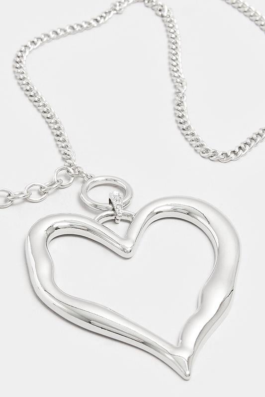 Evans Yours Silver Tone Heart Mixed Chain Long Necklace