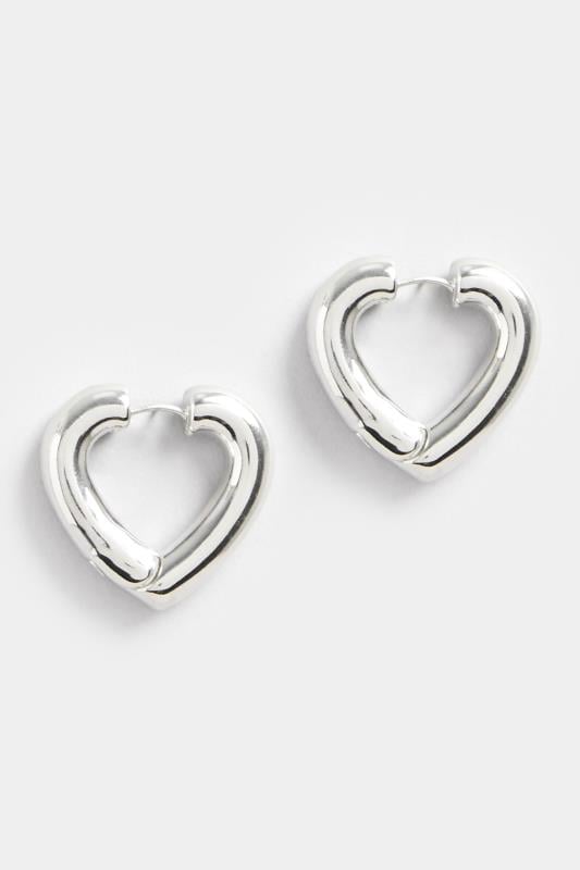 Evans Yours Silver Tone Heart Shape Hoop Chunky Earrings