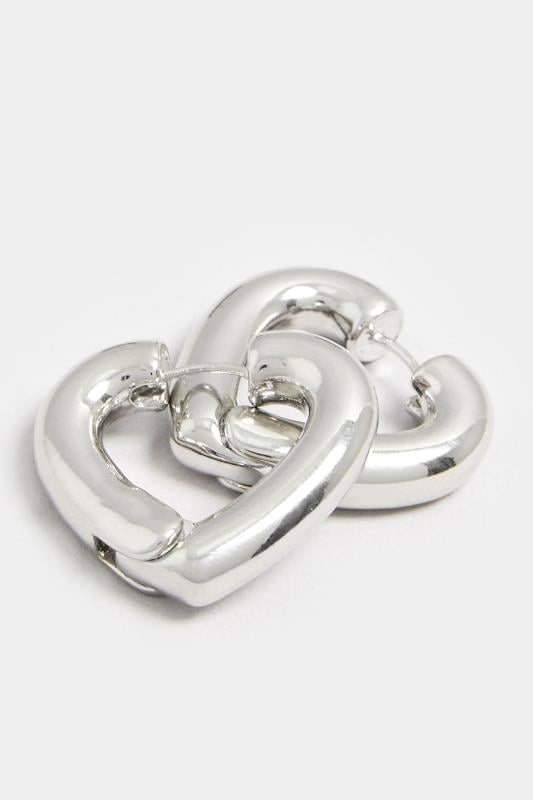 Evans Yours Silver Tone Heart Shape Hoop Chunky Earrings