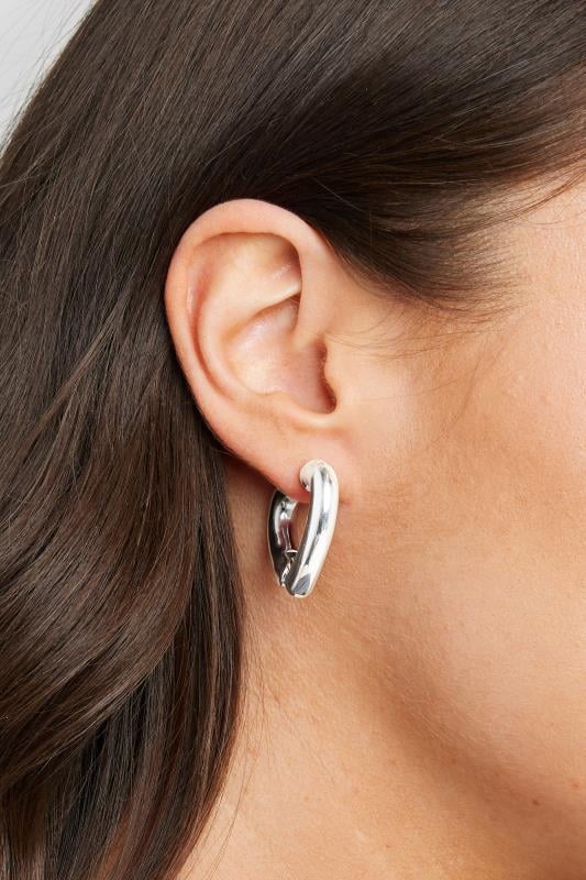evans Yours Silver Tone Heart Shape Hoop Chunky Earrings