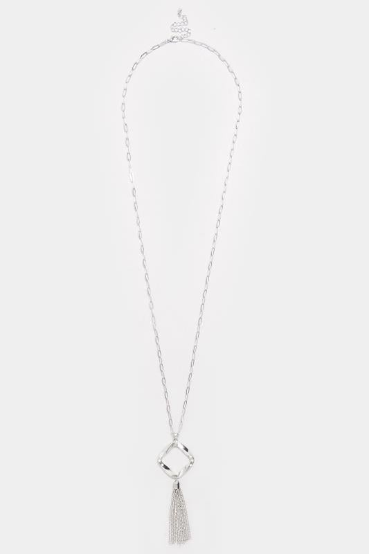 Evans Yours Silver Tone Knot Tassel Longline Necklace