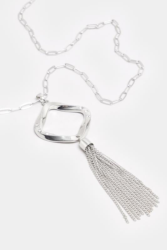 Evans Yours Silver Tone Knot Tassel Longline Necklace