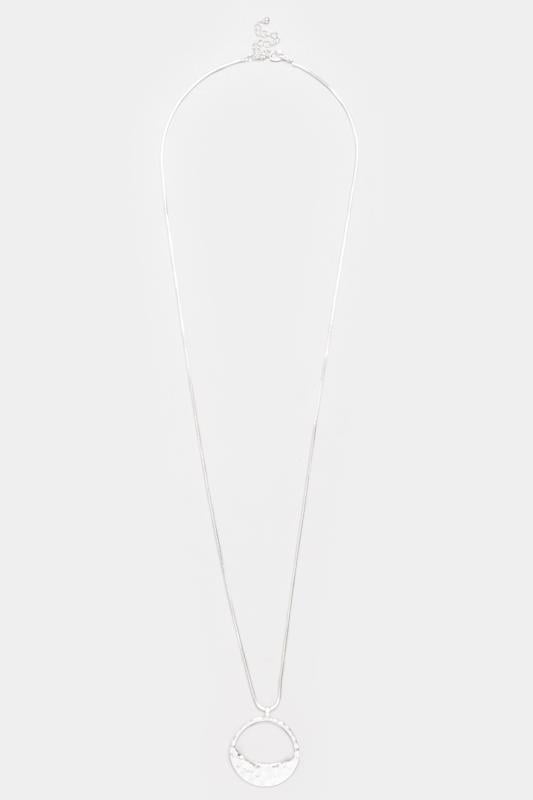 Evans Yours Silver Tone Long Circle Pendant Necklace