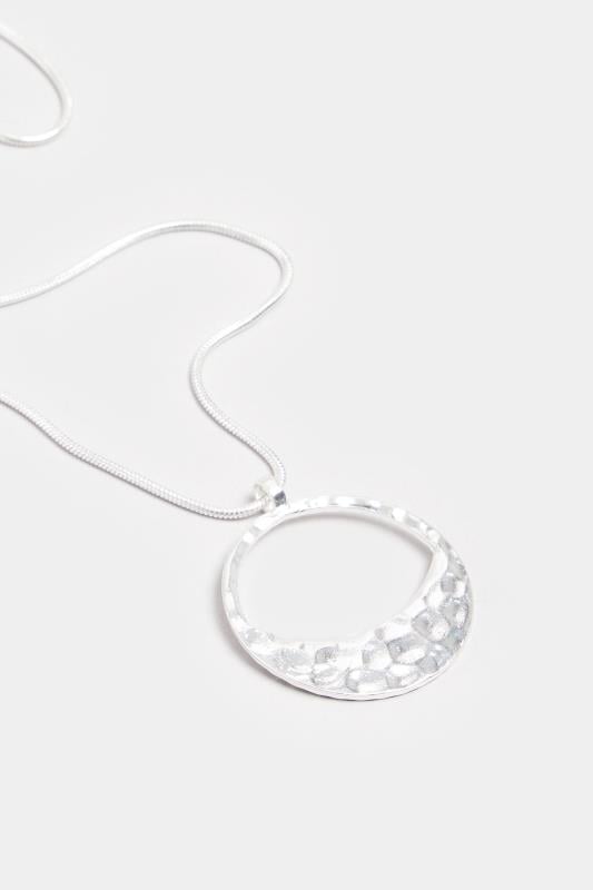 Evans Yours Silver Tone Long Circle Pendant Necklace