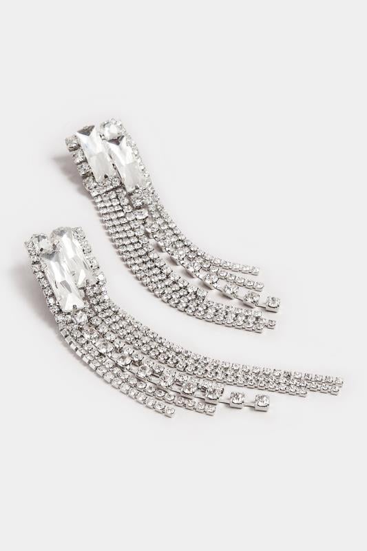 Evans Yours Silver Tone Long Diamante Drop Earrings