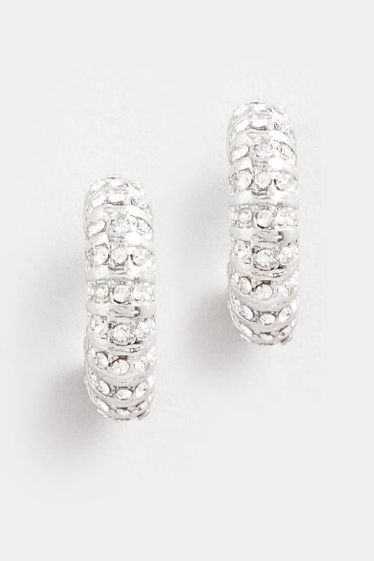Evans Yours Silver Tone Mini Diamante Hoop Earrings
