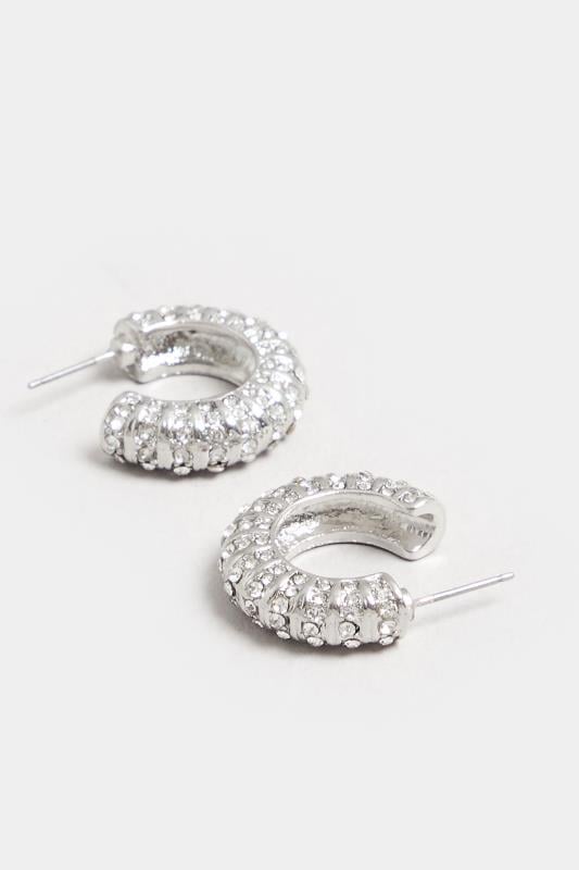 Evans Yours Silver Tone Mini Diamante Hoop Earrings