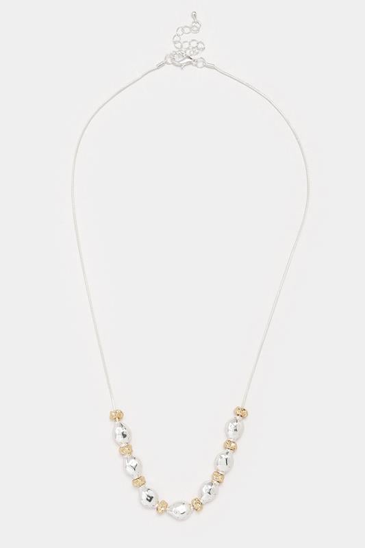 Evans Yours Silver Tone Multi Metals Beaded Necklace
