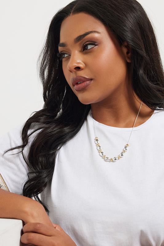 evans Yours Silver Tone Multi Metals Beaded Necklace