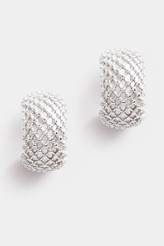 Evans Yours Silver Tone Stainless Steel Textured Hoop Earrings